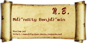 Mándity Benjámin névjegykártya